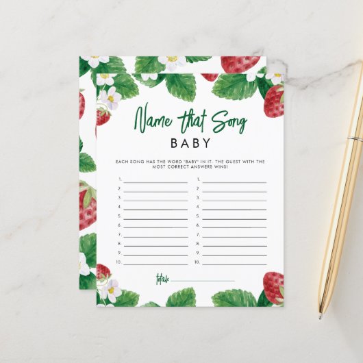 Strawberry naam dat nummer Baby shower spel (Voorkant / Achterkant in situ)