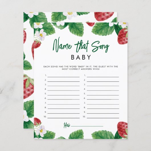 Strawberry naam dat nummer Baby shower spel (Voorkant / Achterkant)