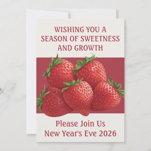 Strawberry New Year's Eve Berry Kaart (Voorkant)