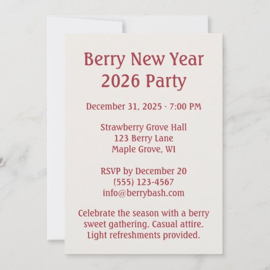 Strawberry New Year's Eve Berry Kaart (Achterkant)