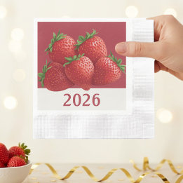 Strawberry New Year's Eve Cute Servet