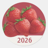 Strawberry New Year's Eve Party Ronde Sticker (Voorkant)