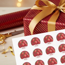 Strawberry New Year's Eve Party Ronde Sticker