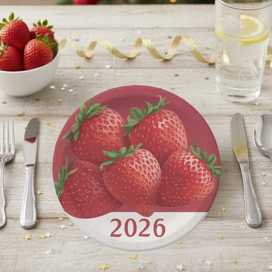 Strawberry New Year's Eve Sweet Papieren Bordje