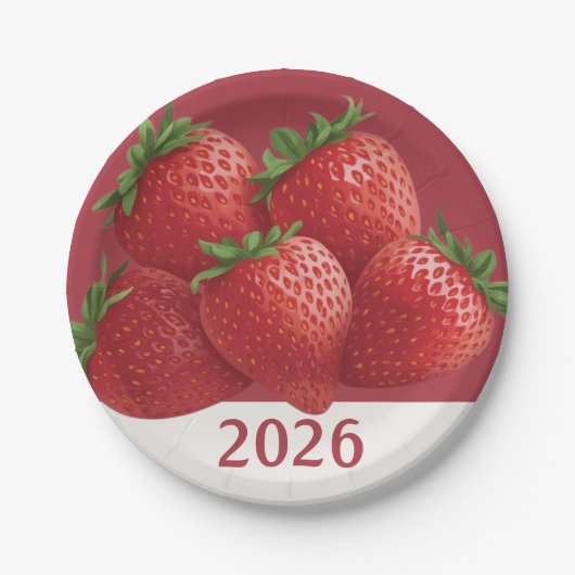 Strawberry New Year's Eve Sweet Papieren Bordje (Voorkant)