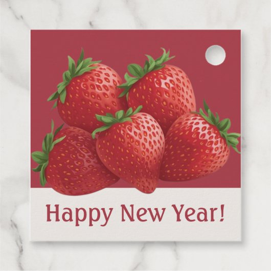 Strawberry New Year's Eve Trendy Bedankjes Labels (Achterkant)