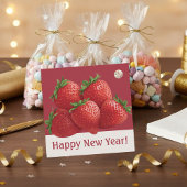Strawberry New Year's Eve Trendy Bedankjes Labels