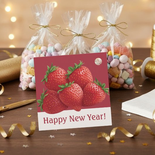Strawberry New Year's Eve Trendy Bedankjes Labels