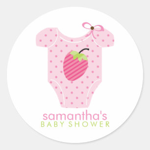 Strawberry Outfit Meisje Baby shower Ronde Sticker