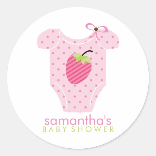 Strawberry Outfit Meisje Baby shower Ronde Sticker (Voorkant)