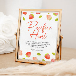 Strawberry Pacifier Hunt Berry Sweet Baby shower Poster