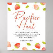 Strawberry Pacifier Hunt Berry Sweet Baby shower Poster (Voorkant)
