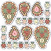 Strawberry Paisley Icon Set Sticker (Voorkant)