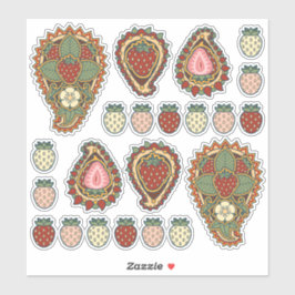 Strawberry Paisley Icon Set Sticker