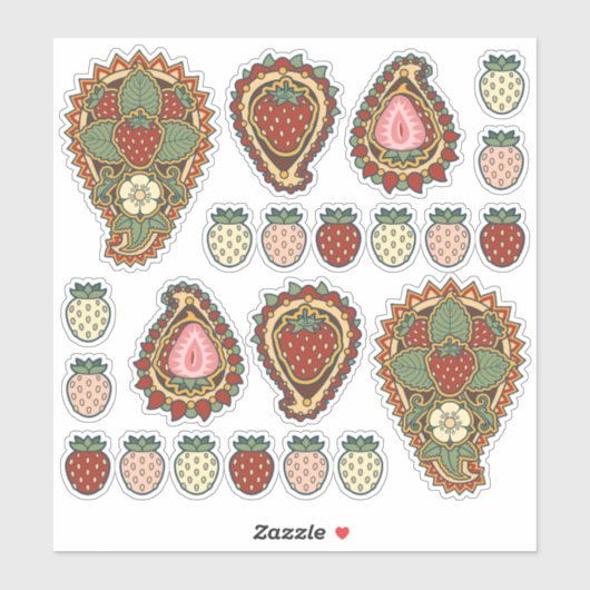 Strawberry Paisley Icon Set Sticker (Vel)