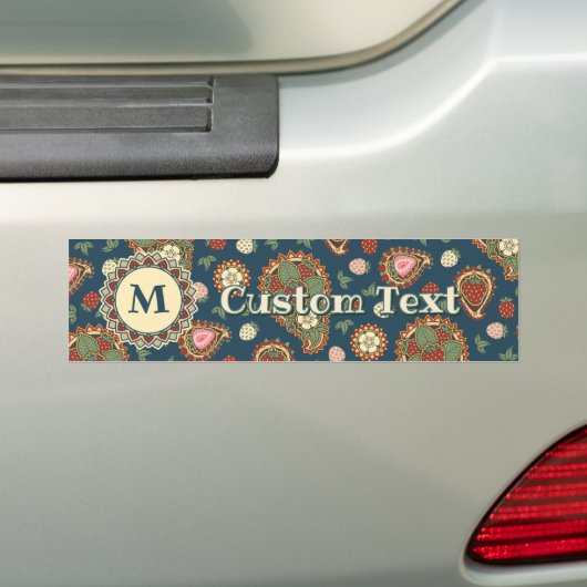 Strawberry Paisley Pattern Bumpersticker (Op auto)