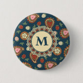 Strawberry Paisley Pattern Button (Voorkant)