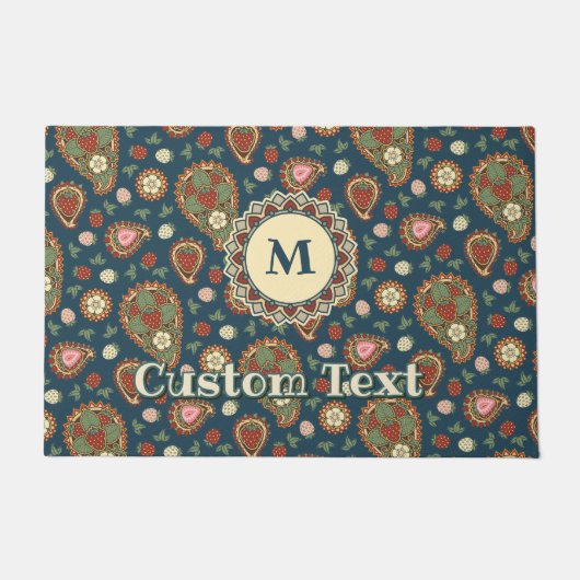 Strawberry Paisley Pattern Doormat Deurmat (Voorkant)