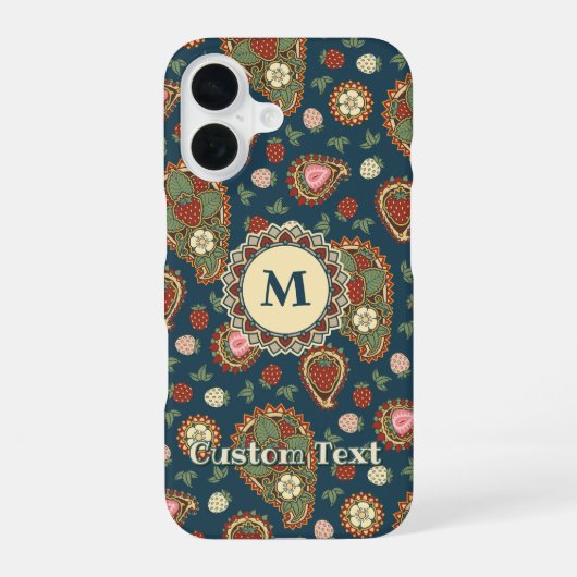 Strawberry Paisley Pattern iPhone 16 Hoesje (Achterkant)