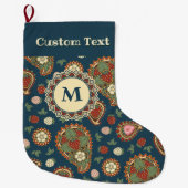 Strawberry Paisley Pattern Kerstmis Stocking Grote Kerstsok (Voorkant)