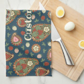 Strawberry Paisley Pattern Kitchen Towel Theedoek (Quarter Fold)