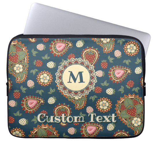 Strawberry Paisley Pattern-laptophoes Laptop Sleeve (Voorkant)