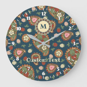 Strawberry Paisley Pattern Large Clock Grote Klok