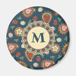 Strawberry Paisley Pattern Magnet
