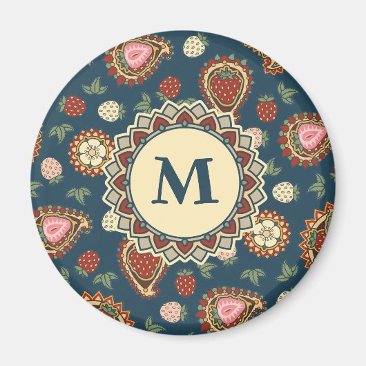 Strawberry Paisley Pattern Magnet (Voorkant)