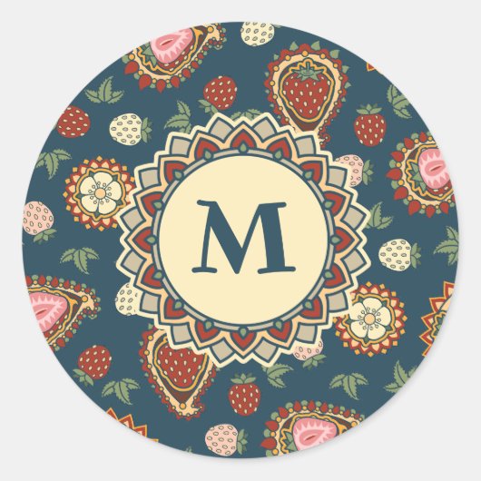 Strawberry Paisley Pattern Sticker (Voorkant)