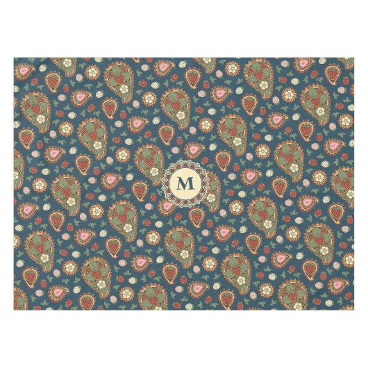 Strawberry Paisley Pattern Tablecloth Tafelkleed (Voorkant (Horizontaal))