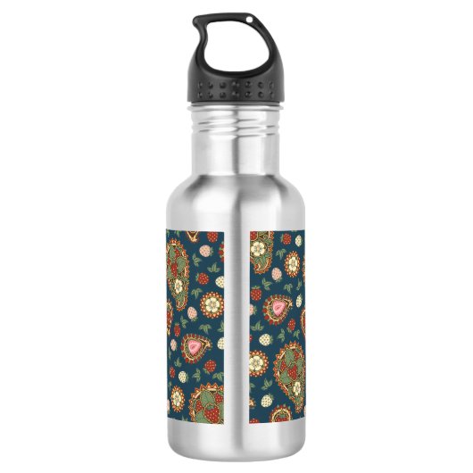 Strawberry Paisley Pattern Waterfles (Achterkant)