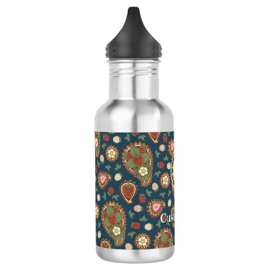 Strawberry Paisley Pattern Waterfles (Links)
