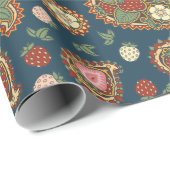 Strawberry Paisley Pattern Wrapping Paper Cadeaupapier (Rol Hoek)