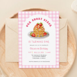 Strawberry Pancake Breakfast Birthday Party Kaart