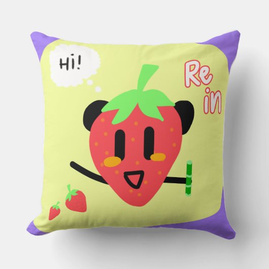 Strawberry Panda Kussensloop - Rein Kussen (Voorkant)