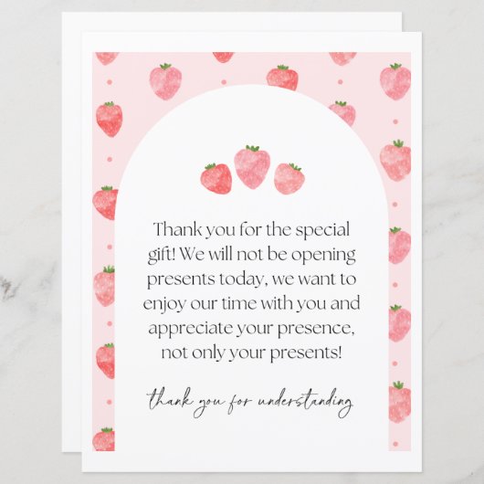 Strawberry Party Cadeaubordje (Voorkant / Achterkant)