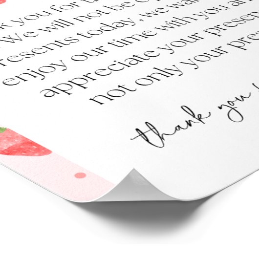 Strawberry Party Cadeaubordje Poster (Hoek)