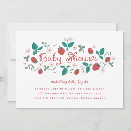 Strawberry Patch Baby shower Kaart (Voorkant)