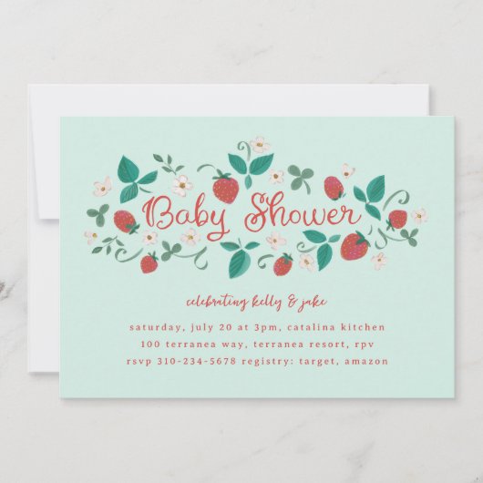 Strawberry Patch Baby shower Kaart (Voorkant)
