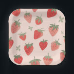 Strawberry Patch Party Supplies Papieren Bordje<br><div class="desc">Classic strawberry pattern perfect for a summer party or girls' party.</div>