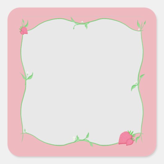 Strawberry Patch Vierkante Sticker (Voorkant)