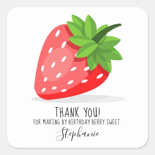 Strawberry Patch Vierkante Sticker (Voorkant)