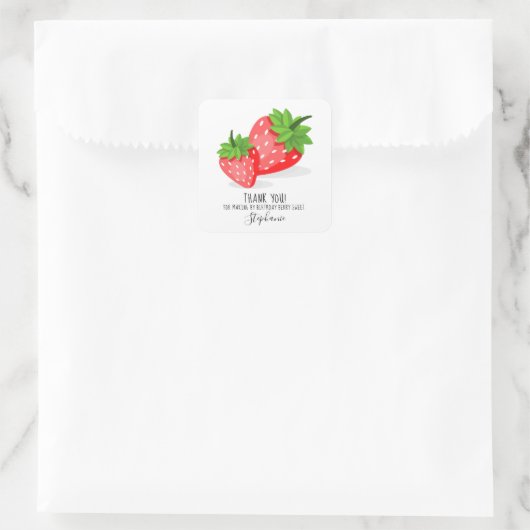 Strawberry Patch Vierkante Sticker (Tas)