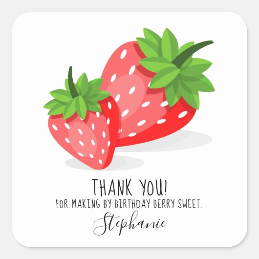 Strawberry Patch Vierkante Sticker (Voorkant)