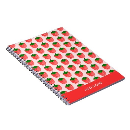 Strawberry Pattern Aangepaste naam Notitieboek (Rechterzijde)