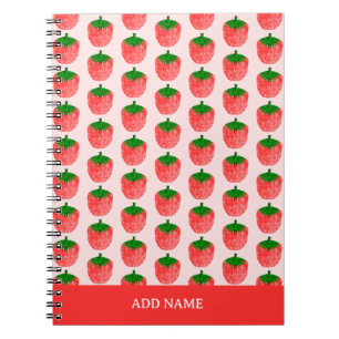 Strawberry Pattern Aangepaste naam Notitieboek