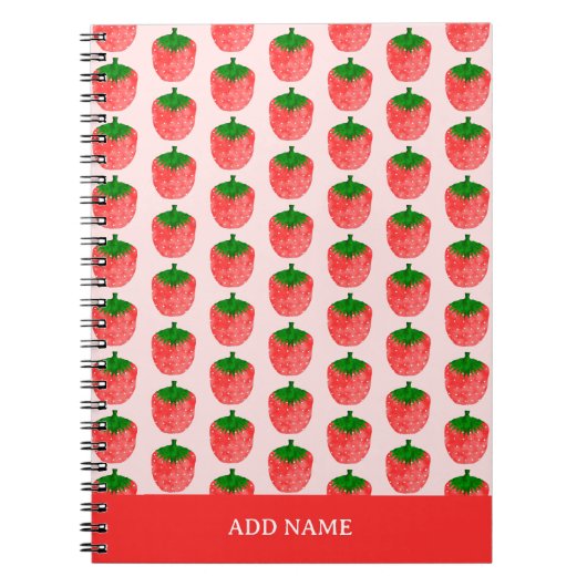 Strawberry Pattern Aangepaste naam Notitieboek (Voorkant)
