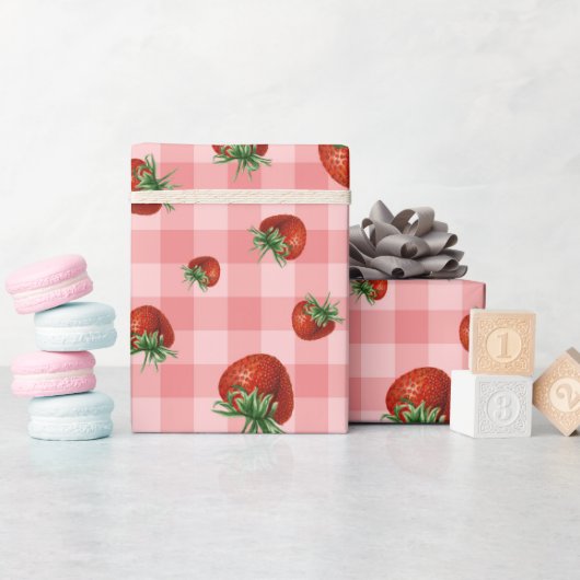 Strawberry Pattern Baby Shower  Cadeaupapier (Baby Shower)