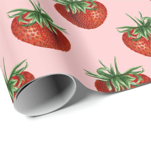 Strawberry Pattern Baby Shower Cadeaupapier (Rol Hoek)